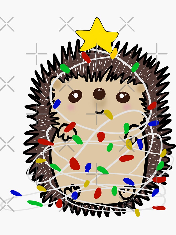 "Hedgehog in Christmas lights " Sticker for Sale by Mermaidssparkle