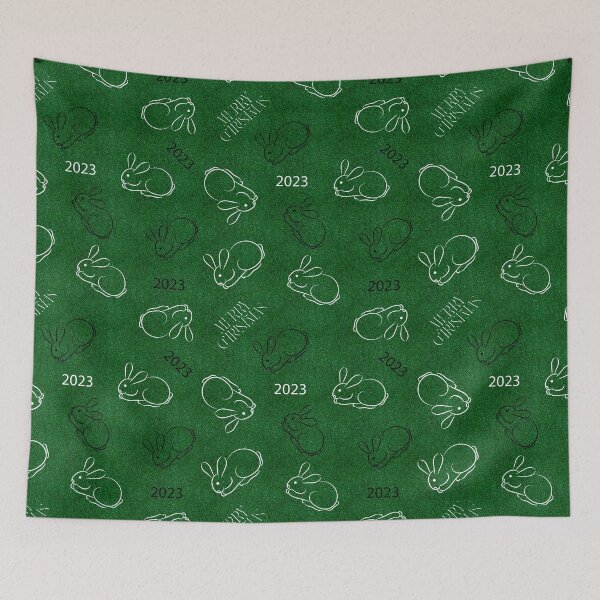Item preview,  Hares on a green background 2023 designed and sold by Olha Volokhova.