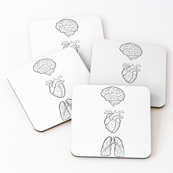 Item preview, Brain, heart, lungs - black on white designed and sold by SaharaaDraws.