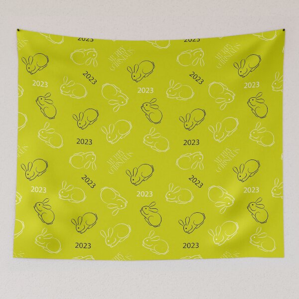 Item preview,  Hares on a yellow background 2023 designed and sold by Olha Volokhova.