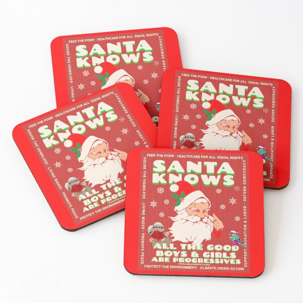 Item preview, PMD00072 Progressive Movement Designs vintage Santa bird mittens Christmas funny ugly sweater for progressives designed and sold by ProgressiveLeft.