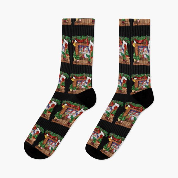 Item preview, Santa Claus in the Fireplace Mantel Christmas Stockings designed and sold by CharJens.
