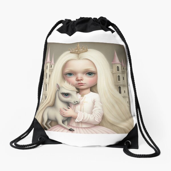 The queen & her horse Drawstring Bag