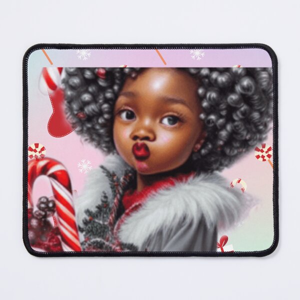 Item preview, Cute Christmas Girl with Melanin Curls and Big Eyes،new Year designed and sold by Doaa369.