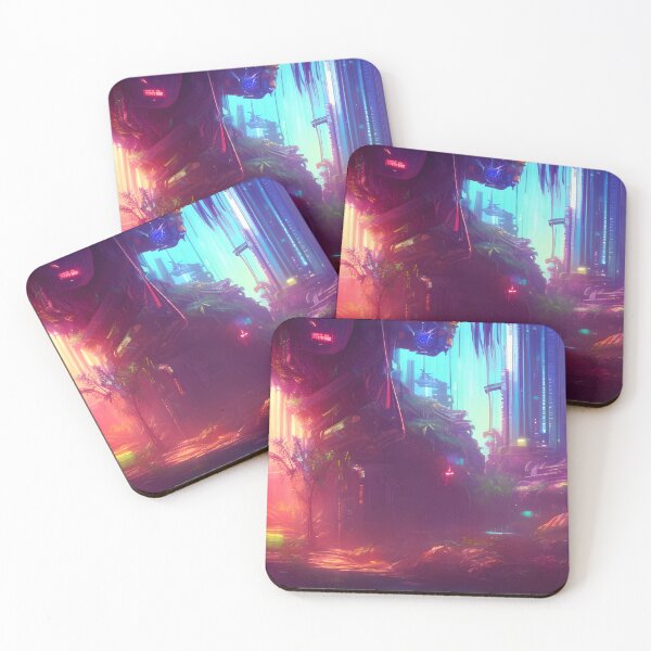 Item preview, Landscape of Cyberpunk City in a Jungle -  Synthwave Style designed and sold by Alt-Art-Digital.