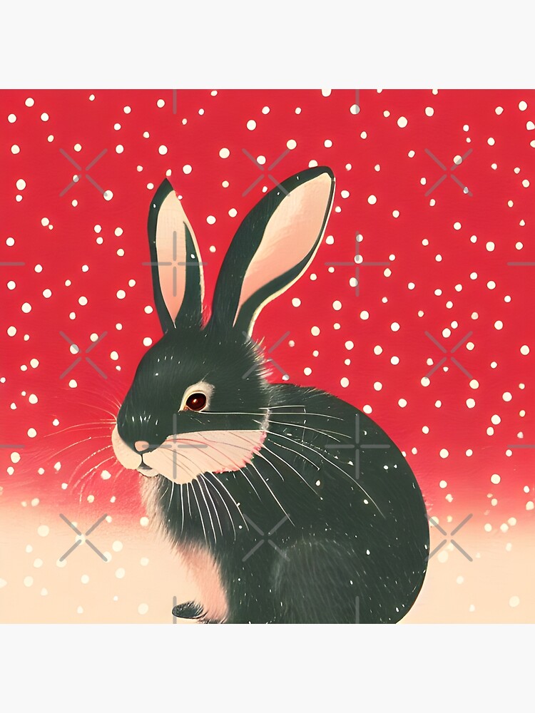 Christmas Card Printable  Cute Christmas Bunny Illustration