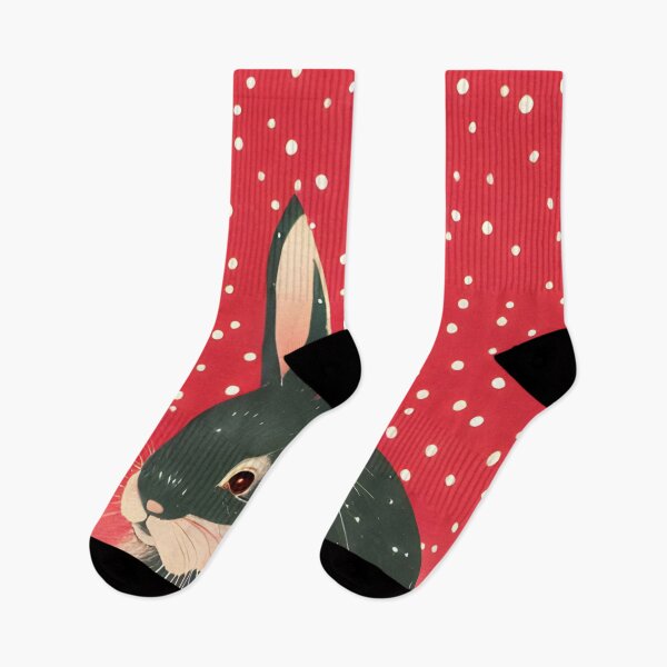Item preview, Red Christmas Snow American Black Cute Mini Rex Bunny in Merry Christmas New Year Vibes designed and sold by wigobun.