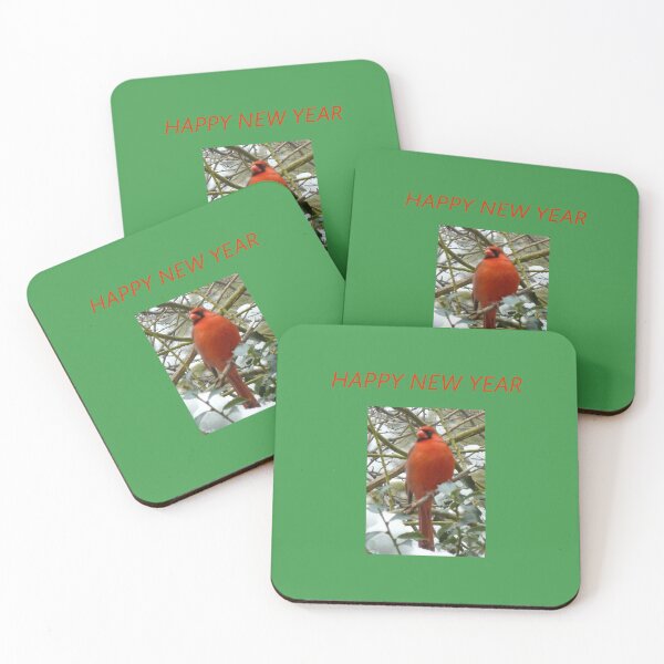 Item preview, A Red Cardinal "Happy New Year" designed and sold by TechLaughs.