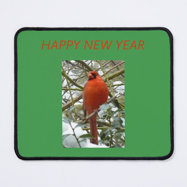 Item preview, A Red Cardinal "Happy New Year" designed and sold by TechLaughs.