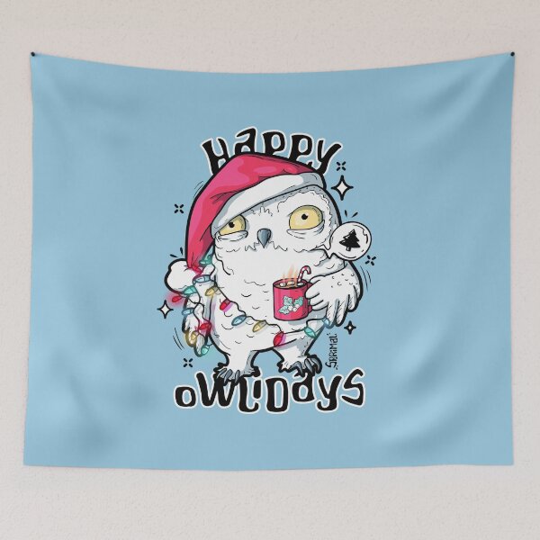 Item preview, Happy owlidays Christmas owl pun designed and sold by SPIRIMAL.