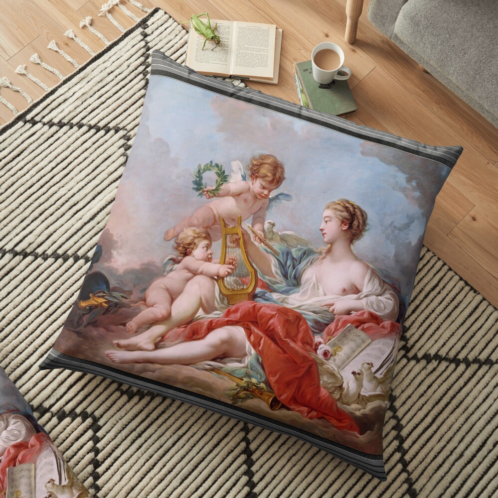 Allégorie de la Musique by François Boucher - The Beauty Of Music Revealed 3 Allégorie de la Musique by François Boucher Remastered Xzendor7 Classical Art Old Masters Reproductions Floor Pillow