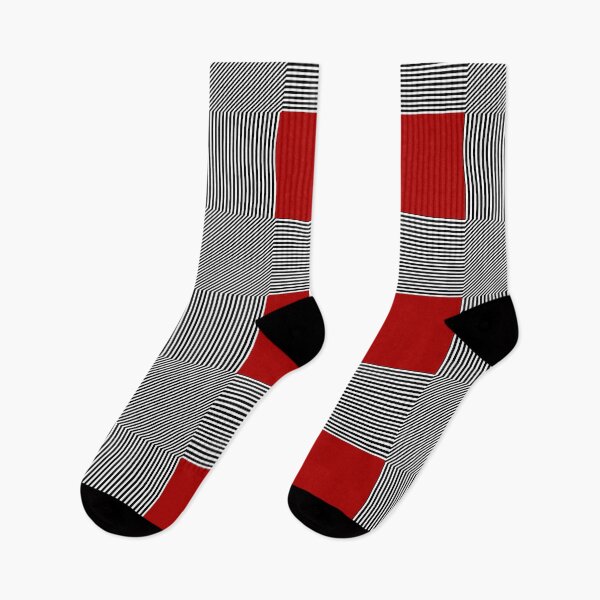 Item preview, Geometric abstraction, B/W stripes red square designed and sold by aapshop.