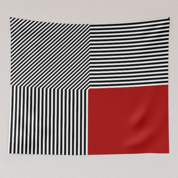 Item preview, Geometric abstraction, B/W stripes red square designed and sold by aapshop.