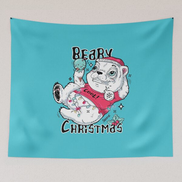 Item preview, Beary Christmas polar bear and winter holiday pun designed and sold by SPIRIMAL.