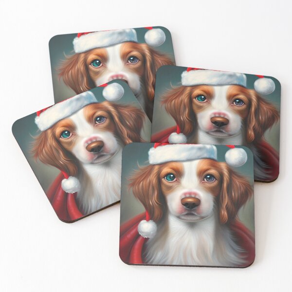 Item preview, Christmas Brittany Wearing A Santa Hat designed and sold by ZenEverAI.