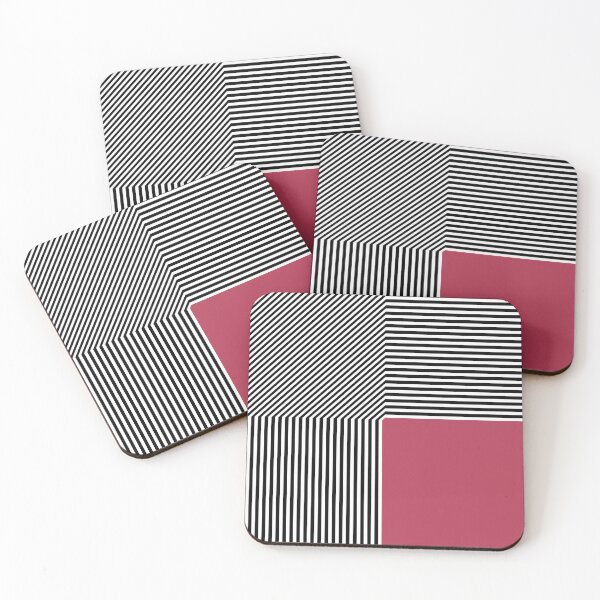 Item preview, Geometric abstraction, B/W stripes magenta square designed and sold by aapshop.