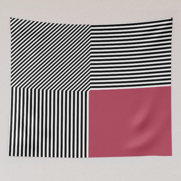 Item preview, Geometric abstraction, B/W stripes magenta square designed and sold by aapshop.