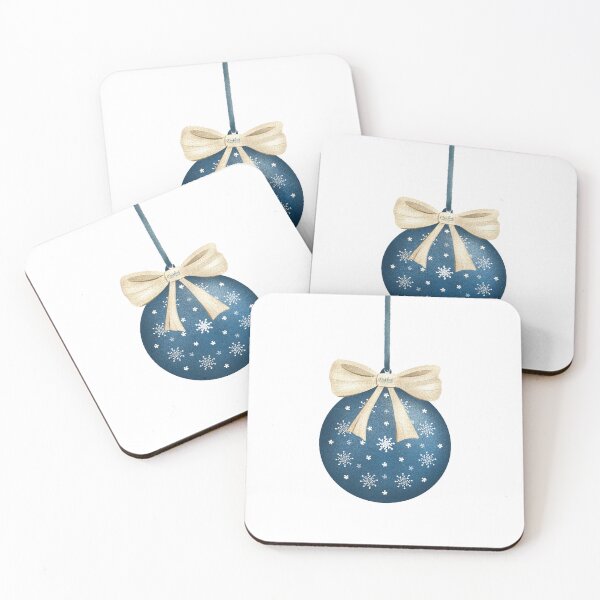 Item preview, Blue Christmas ornament with golden ribbon designed and sold by MoTekent.