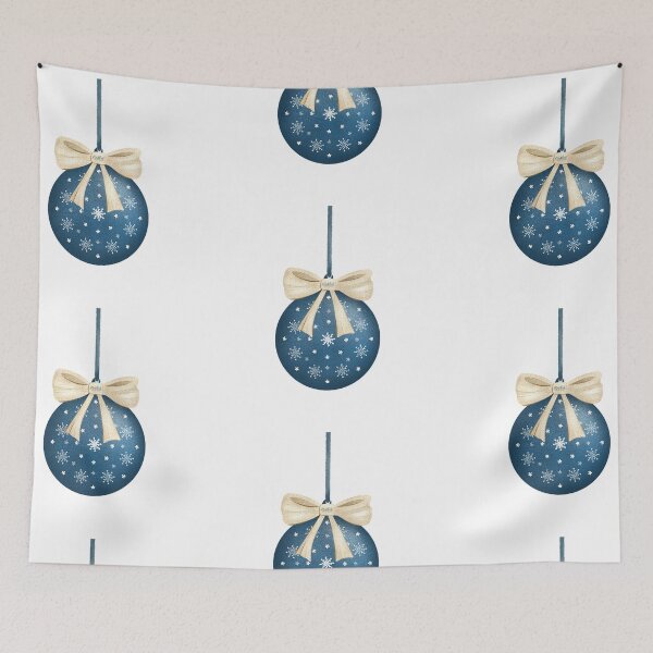 Item preview, Blue Christmas ornament with golden ribbon designed and sold by MoTekent.
