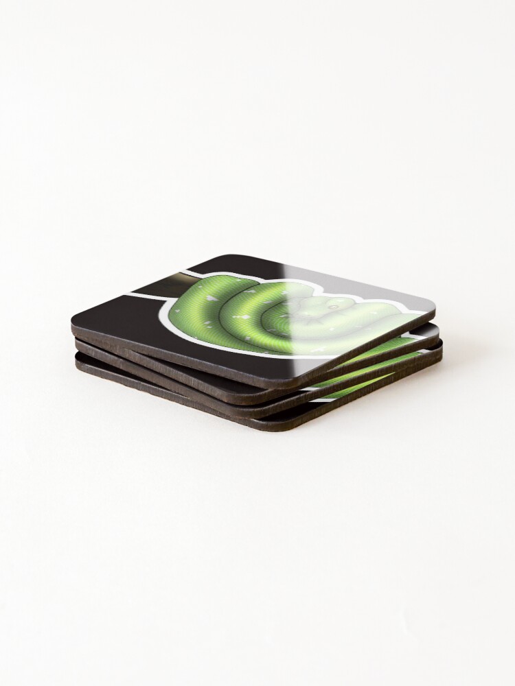 Thumbnail 4 of 5, Coasters (Set of 4), Green Tree Python Normal designed and sold by Kirin-Riki.