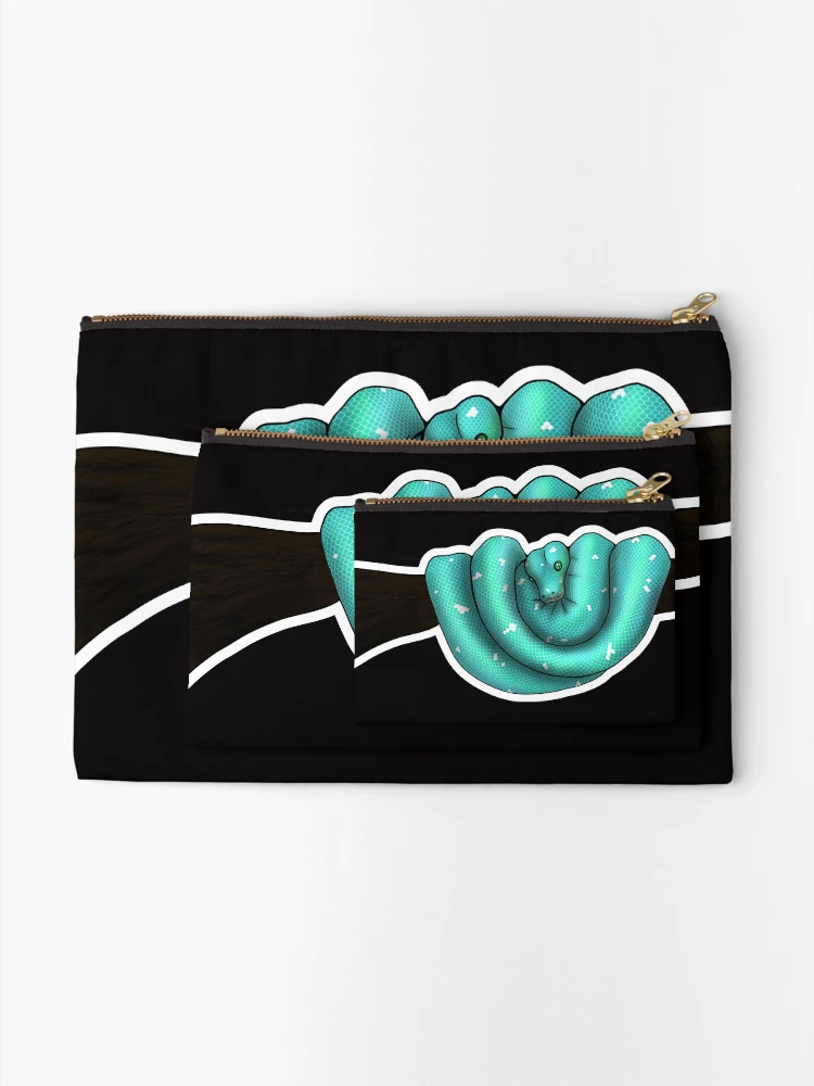 Thumbnail 2 of 4, Zipper Pouch, Green Tree Python Blue designed and sold by Kirin-Riki.