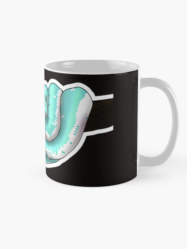 Thumbnail 3 of 6, Coffee Mug, Green Tree Python Super Blue designed and sold by Kirin-Riki.