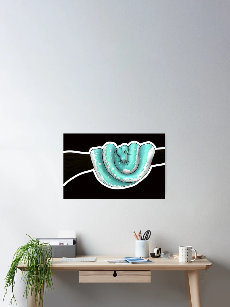 Thumbnail 2 of 3, Poster, Green Tree Python Super Blue designed and sold by Kirin-Riki.