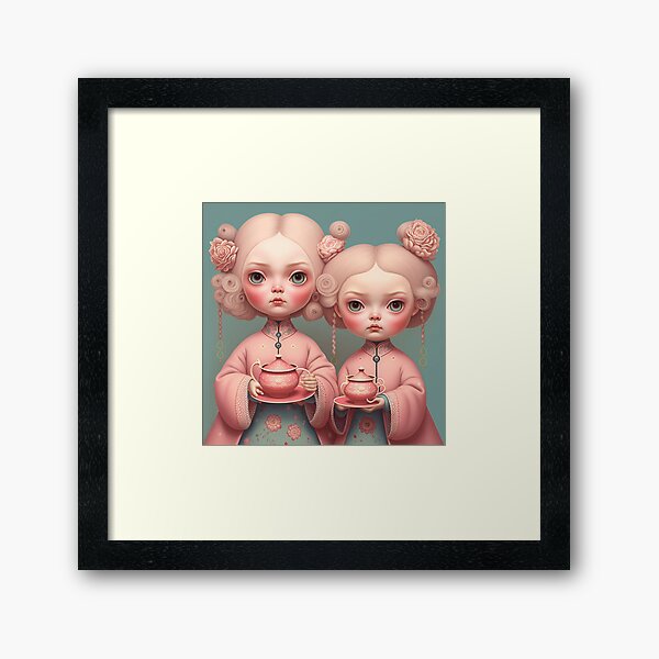 Sakura kimono Girls Framed Art Print