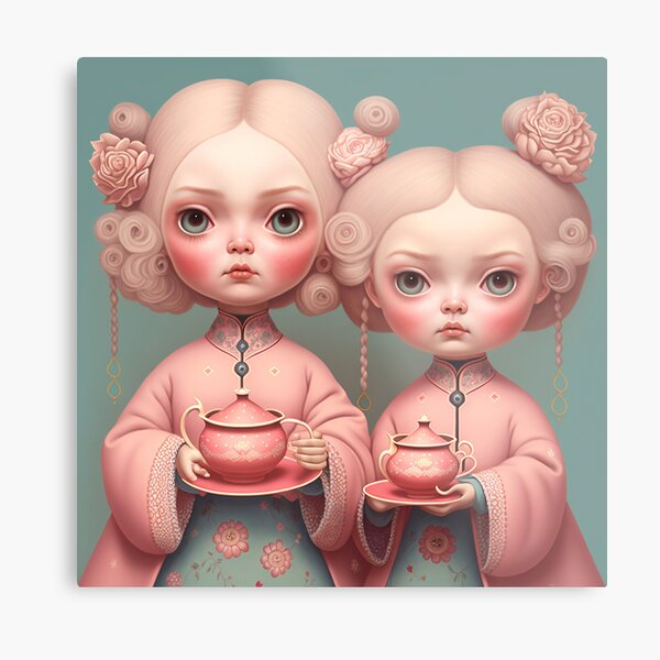 Sakura kimono Girls Metal Print