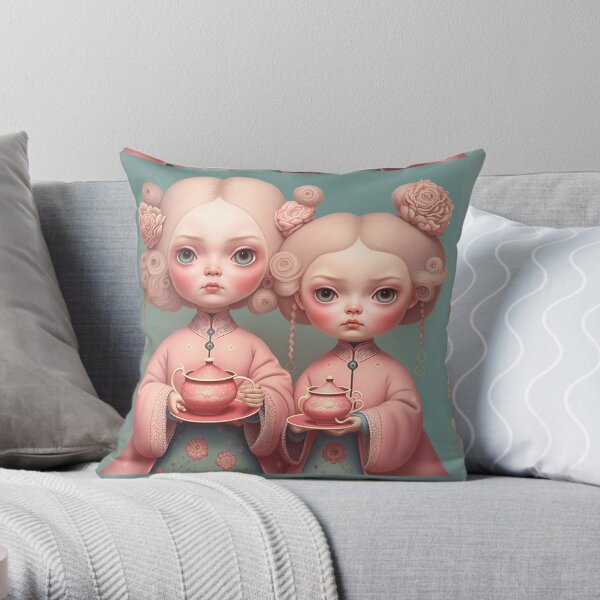Sakura kimono Girls Throw Pillow