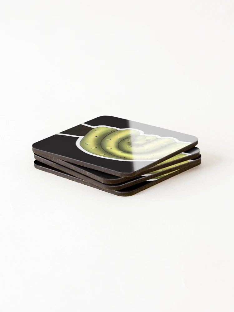 Thumbnail 4 of 5, Coasters (Set of 4), Green Tree Python High Yellow designed and sold by Kirin-Riki.