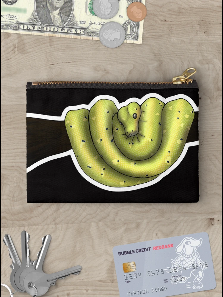 Thumbnail 3 of 4, Zipper Pouch, Green Tree Python High Yellow designed and sold by Kirin-Riki.