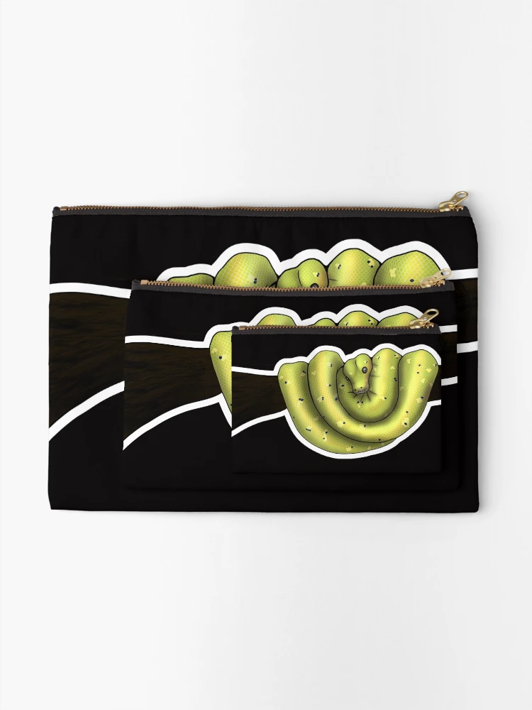 Thumbnail 2 of 4, Zipper Pouch, Green Tree Python High Yellow designed and sold by Kirin-Riki.