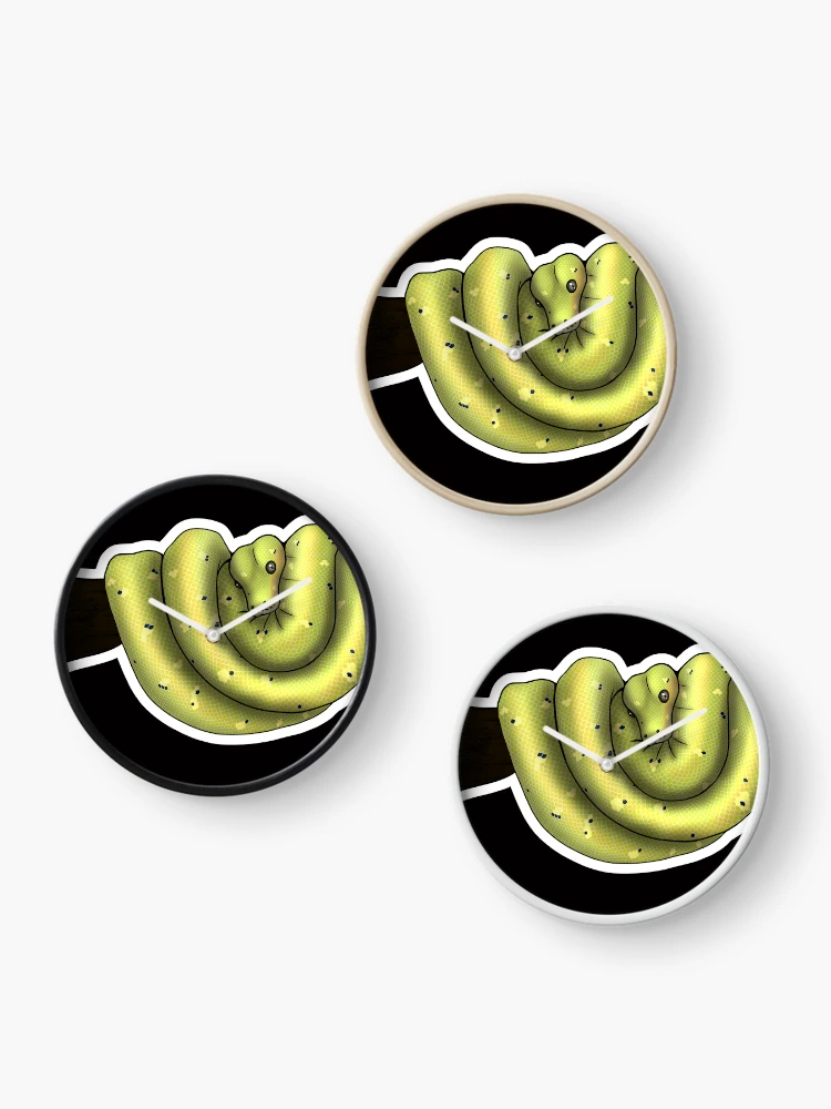 Thumbnail 3 of 4, Clock, Green Tree Python High Yellow designed and sold by Kirin-Riki.