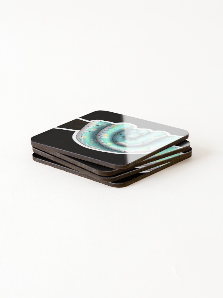 Thumbnail 4 of 5, Coasters (Set of 4), Green Tree Python Calico designed and sold by Kirin-Riki.