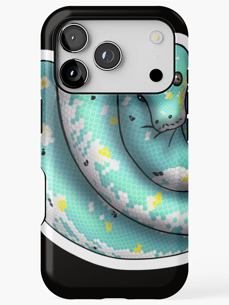 Thumbnail 1 of 4, iPhone Case, Green Tree Python Calico designed and sold by Kirin-Riki.