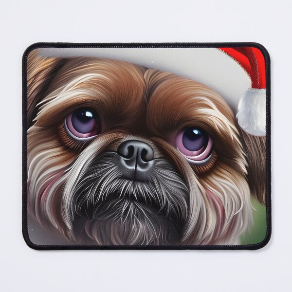 Item preview, Christmas Brussels Griffon Wearing A Santa Hat designed and sold by ZenEverAI.