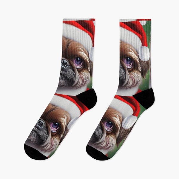 Item preview, Christmas Brussels Griffon Wearing A Santa Hat designed and sold by ZenEverAI.