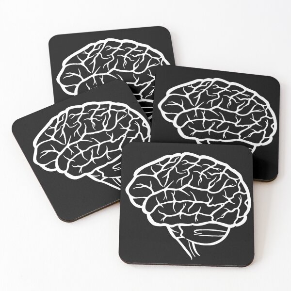 Item preview, brain white on black designed and sold by SaharaaDraws.