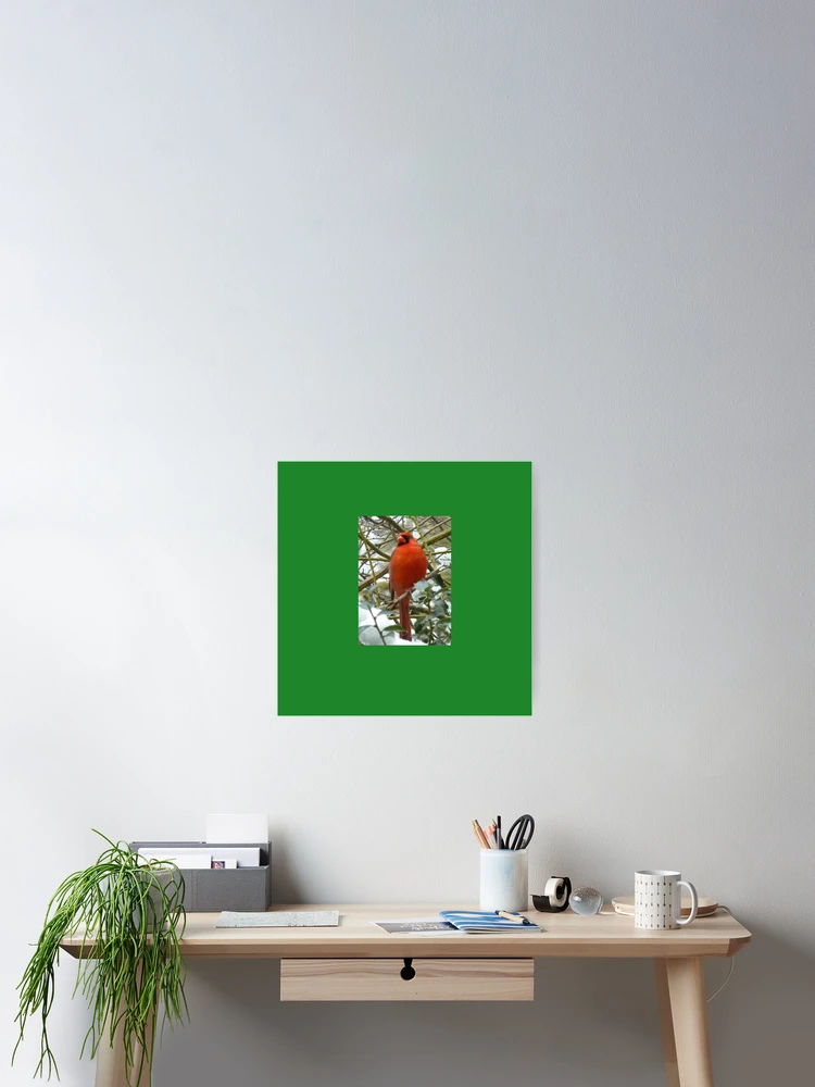 Thumbnail 2 of 3, Poster, Red Cardinal In Winter designed and sold by TechLaughs.