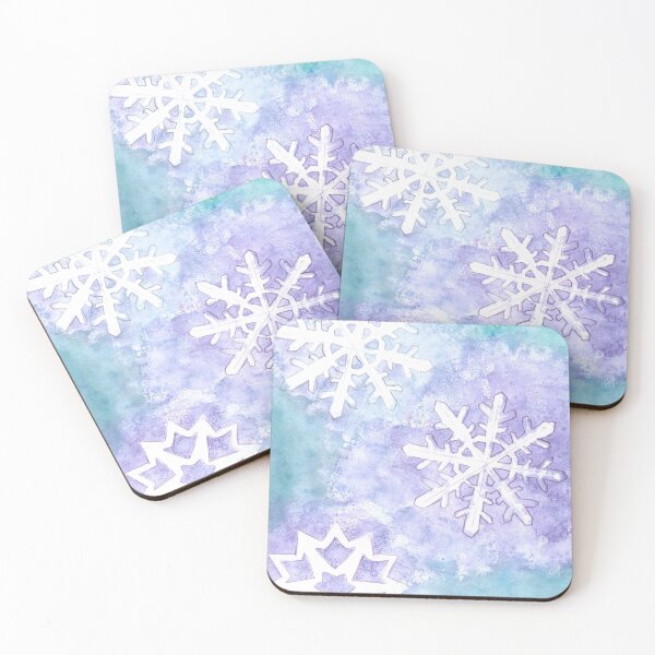Item preview, Snowflakes on a blue, green and purple background designed and sold by JuliasArtWorld.