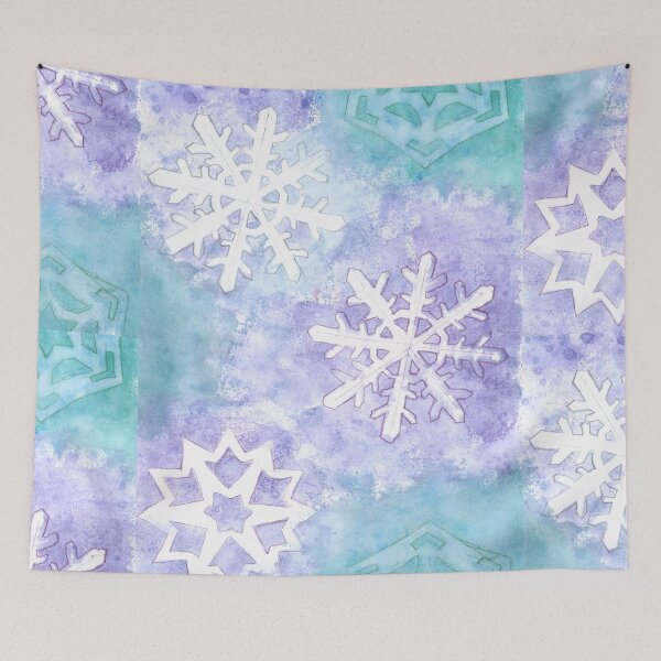 Item preview, Snowflakes on a blue, green and purple background designed and sold by JuliasArtWorld.