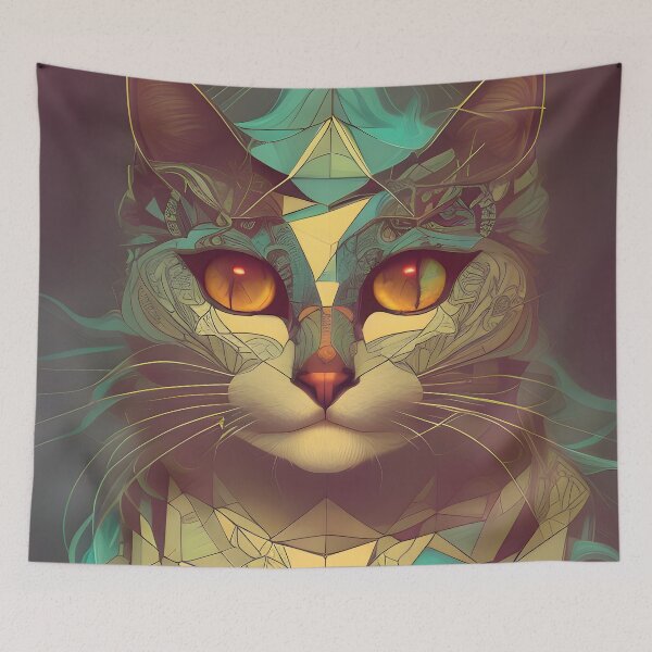 Item preview, Geometric Cat - Modern Digital Art designed and sold by Ai-michiart.