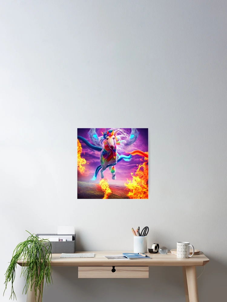 Aperçu 2 sur 3. Poster avec l'œuvre Flaming Flying Magical Horse créée et vendue par Sub-Ruminations.