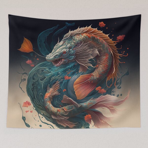 Item preview, Teal Dragon Koi Fish designed and sold by GummywormDesign.