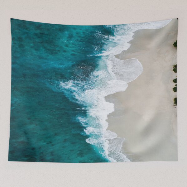 Item preview, Turquoise Sea Waves - Summer Blue Ocean - Aerial View Sea Wave - Ocean Wallpaper  designed and sold by Vikingstorm.
