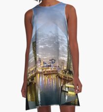 Beautiful Brisbane River Print - A Geometric Design A-Line Dress