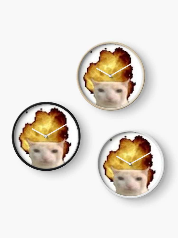 Thumbnail 3 of 4, Clock, exploding cat meme designed and sold by FunkisDesignes.