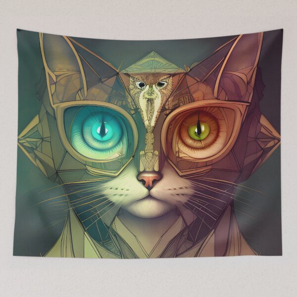 Item preview, Geometric Cat - Modern Digital Art designed and sold by Ai-michiart.