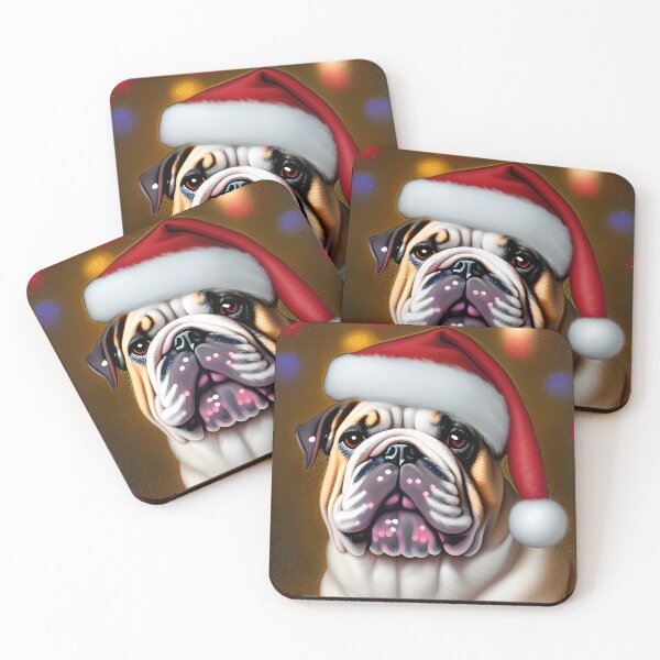 Item preview, Christmas Bulldog Wearing A Santa Hat designed and sold by ZenEverAI.